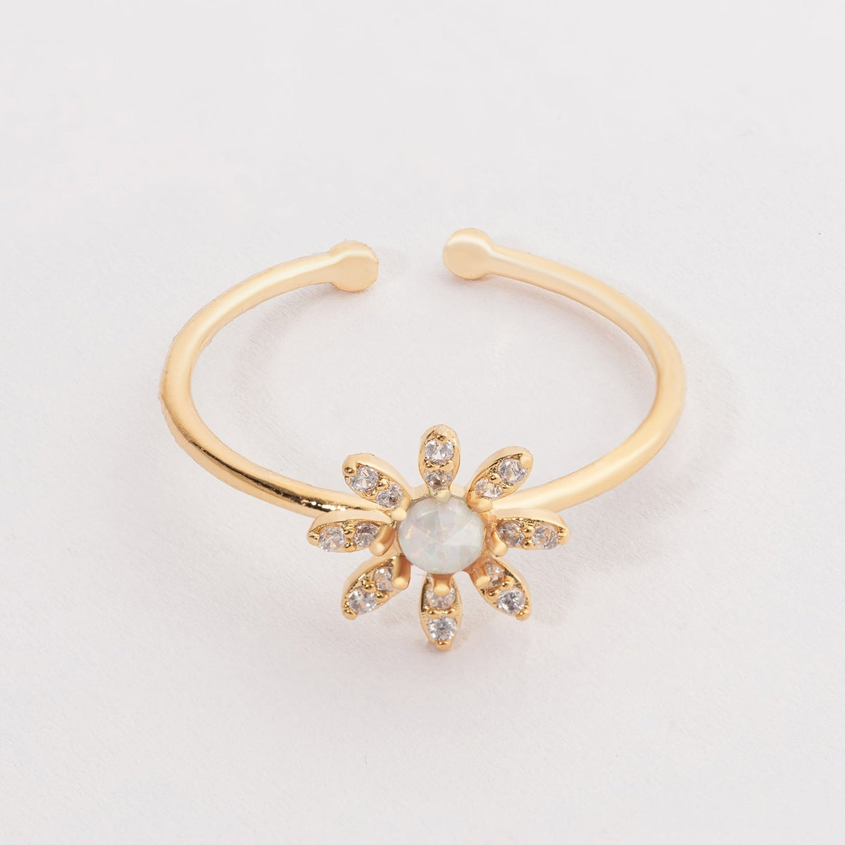 Opal Flower Adjustable Ring for Everyday Wear