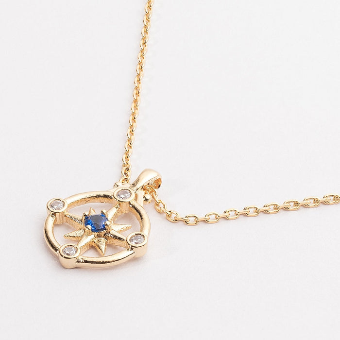 Compass Pendant 18K Gold Dipped Necklace