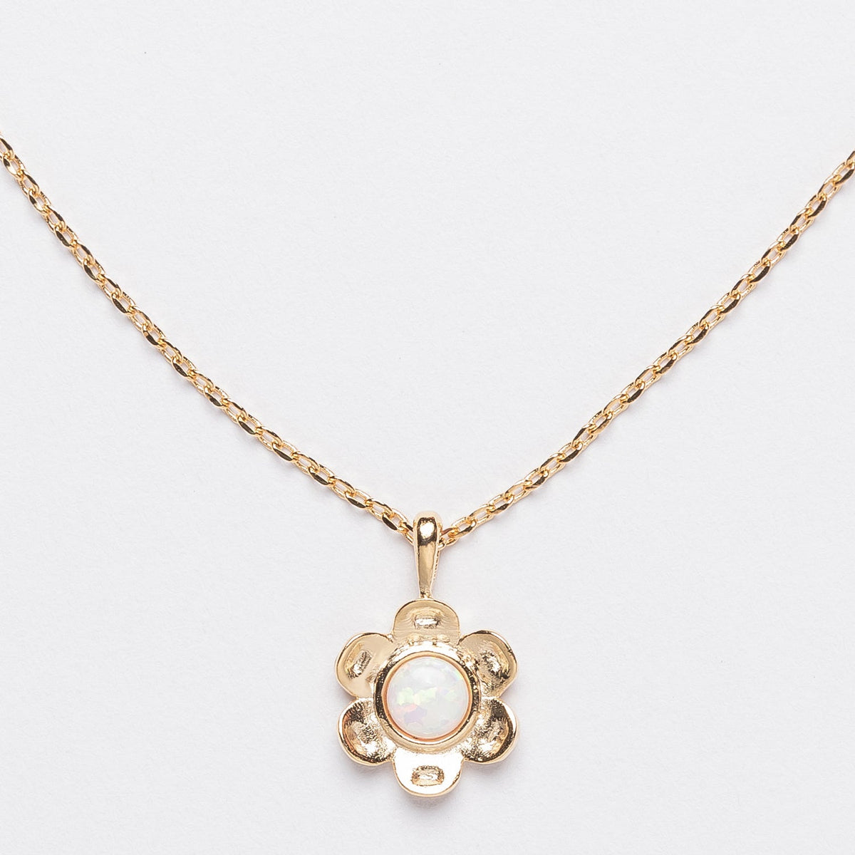 Opal Flower Pendant 18K Gold Dipped Necklace