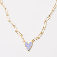 Heart Enamel Pendant Gold Dipped Paper Clip Chain Necklace