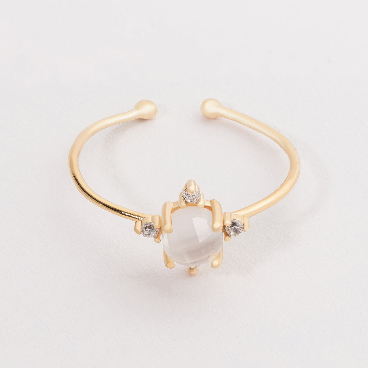 Dainty Adjustable Ring With Cubics around the Center Ball