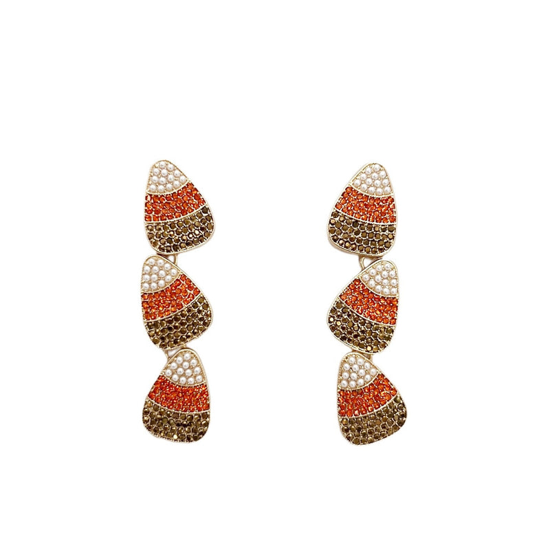 Halloween Candy Corn Rhinestones Dangling Earrings