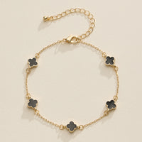 Gold Clover Charm Bracelet – Elegant Dainty Chain with Enamel Accents