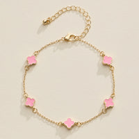 Gold Clover Charm Bracelet – Elegant Dainty Chain with Enamel Accents