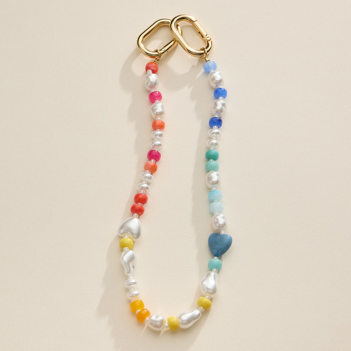 Colorful Beaded Bag Charm with Heart and Pearl Accents Trendy Accessory