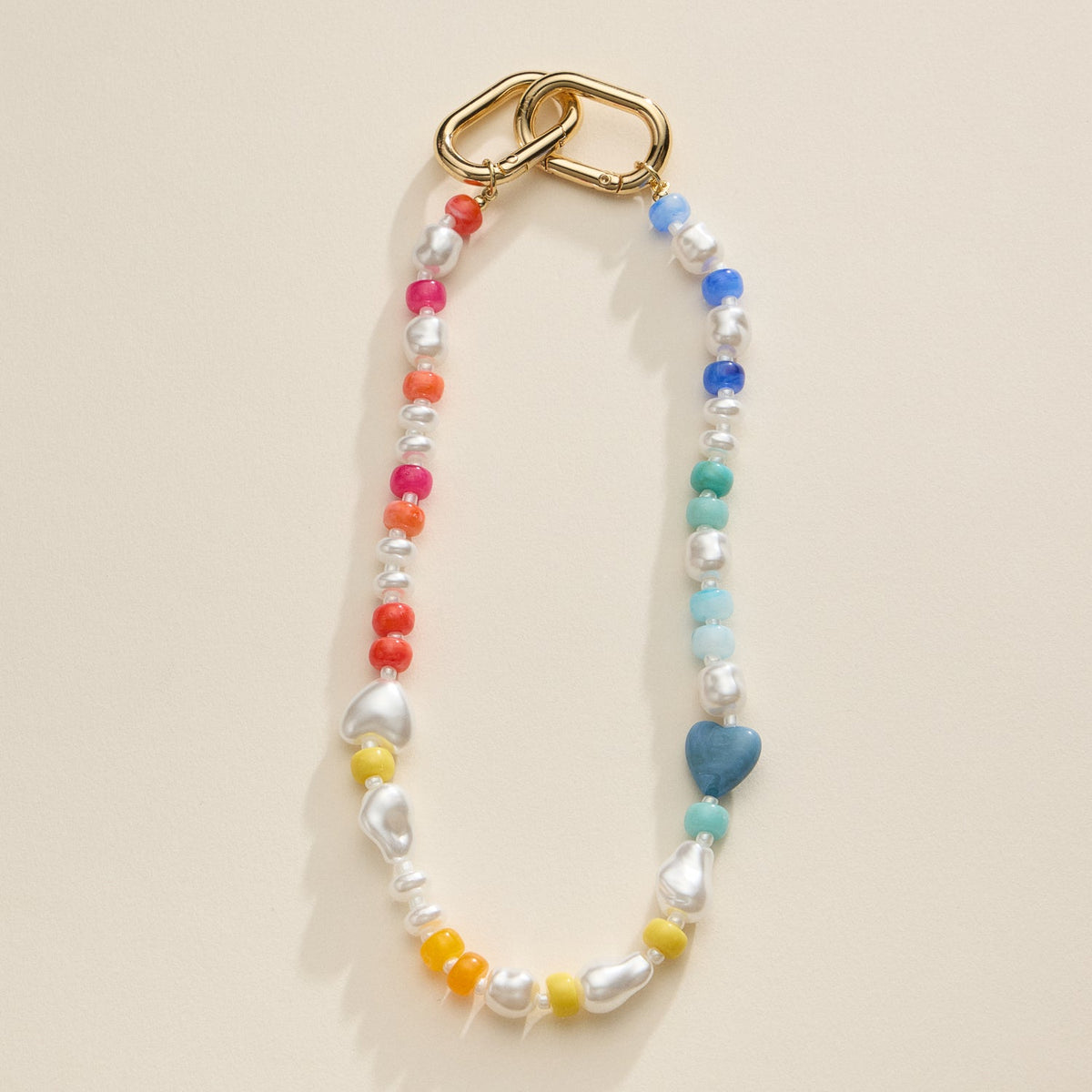 Colorful Beaded Bag Charm with Heart and Pearl Accents Trendy Accessory