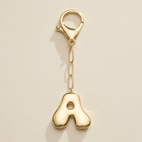 Bubble Letter Initial Keychain – Gold and Silver Tone Personalized Charm