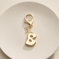 Bubble Letter Initial Keychain – Gold and Silver Tone Personalized Charm