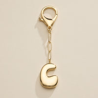 Bubble Letter Initial Keychain – Gold and Silver Tone Personalized Charm