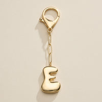 Bubble Letter Initial Keychain – Gold and Silver Tone Personalized Charm