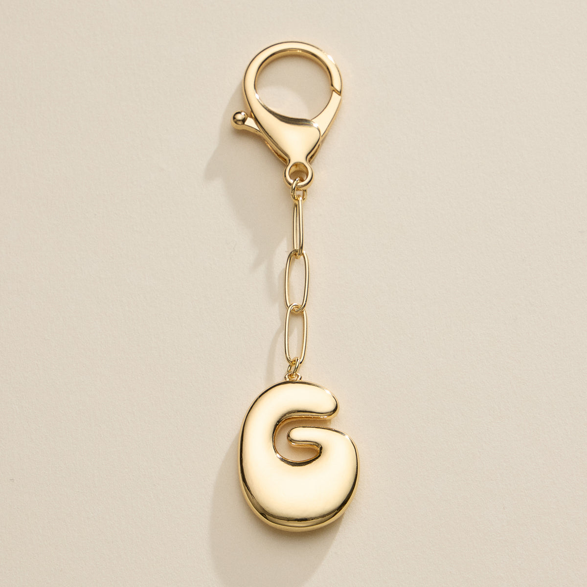 Bubble Letter Initial Keychain – Gold and Silver Tone Personalized Charm