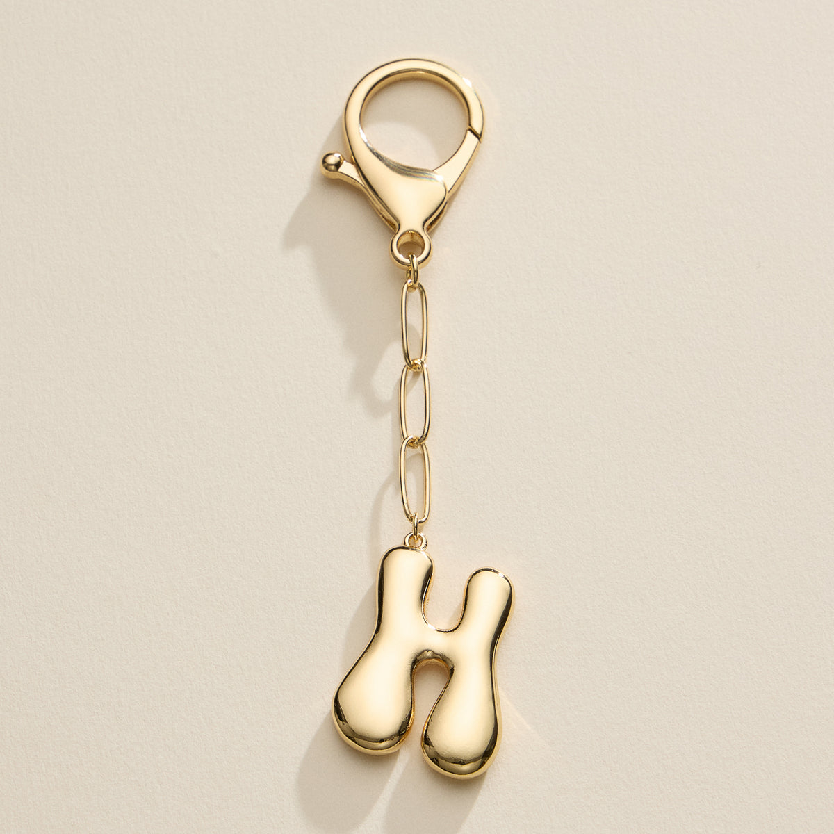 Bubble Letter Initial Keychain – Gold and Silver Tone Personalized Charm