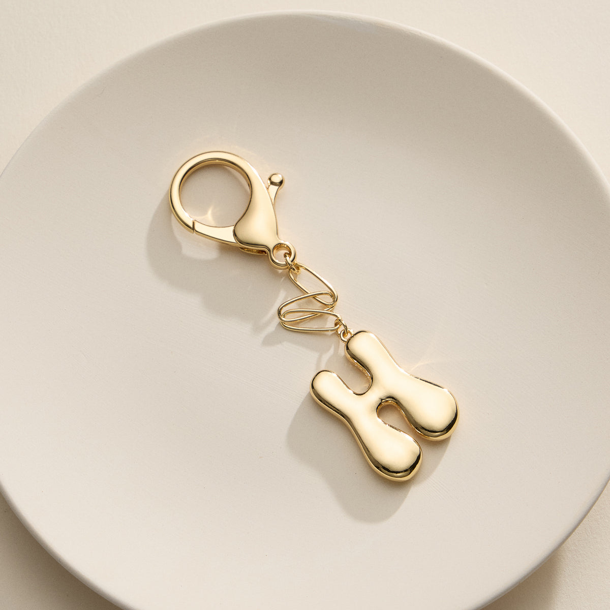 Bubble Letter Initial Keychain – Gold and Silver Tone Personalized Charm