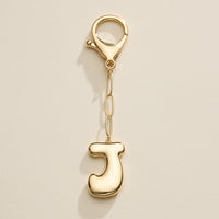 Bubble Letter Initial Keychain – Gold and Silver Tone Personalized Charm