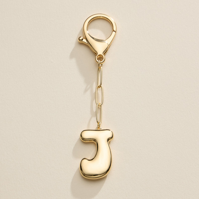 Bubble Letter Initial Keychain – Gold and Silver Tone Personalized Charm