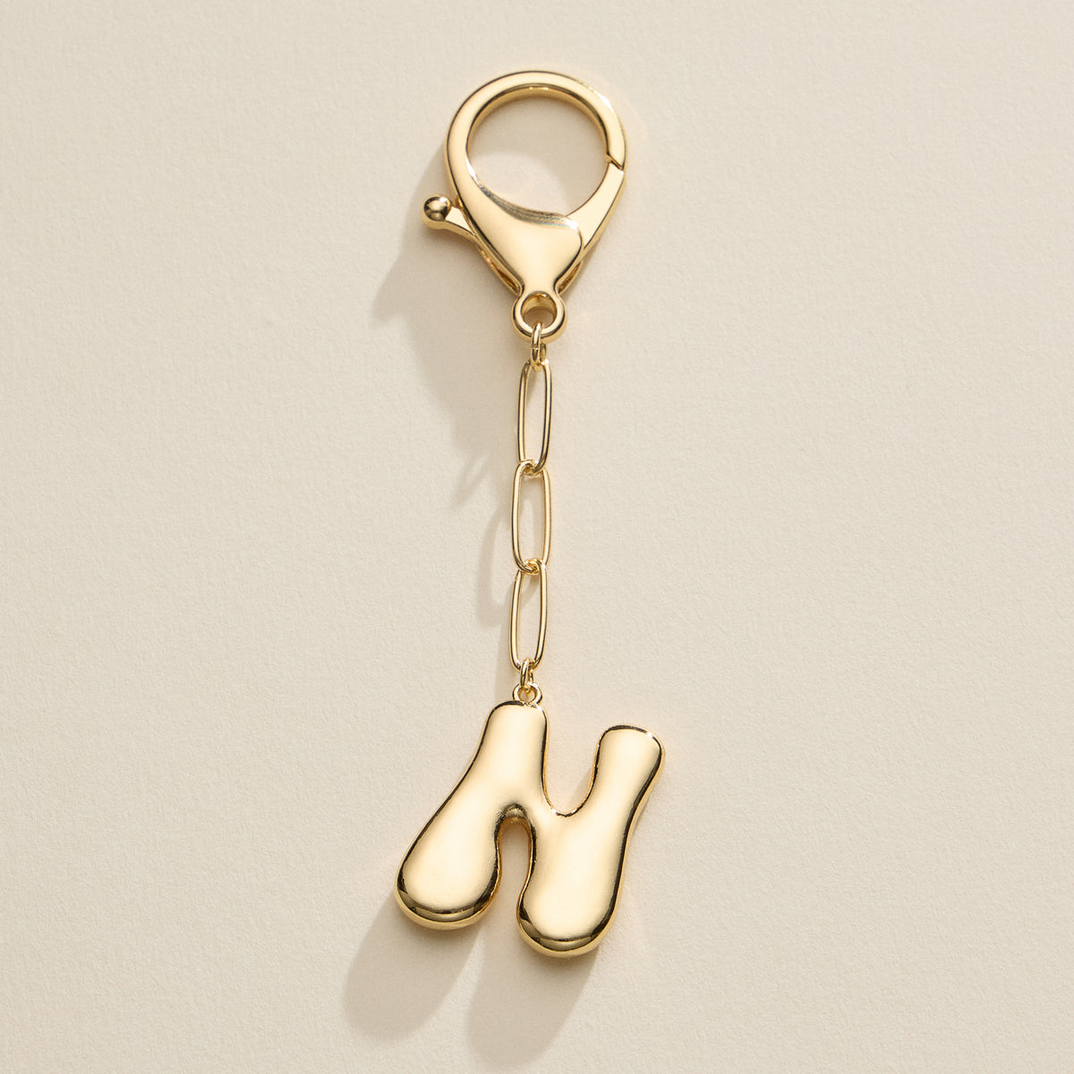 Bubble Letter Initial Keychain – Gold and Silver Tone Personalized Charm