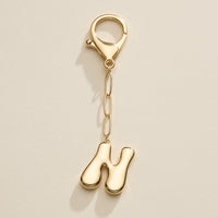 Bubble Letter Initial Keychain – Gold and Silver Tone Personalized Charm