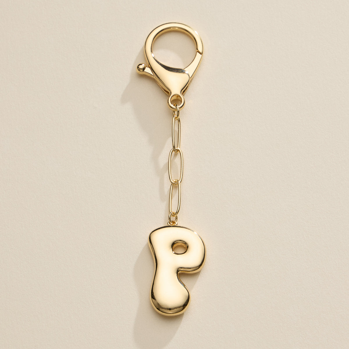 Bubble Letter Initial Keychain – Gold and Silver Tone Personalized Charm