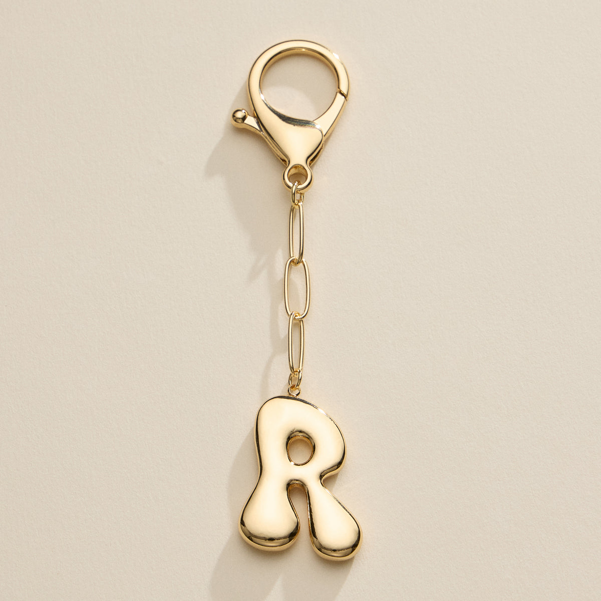 Bubble Letter Initial Keychain – Gold and Silver Tone Personalized Charm