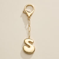 Bubble Letter Initial Keychain – Gold and Silver Tone Personalized Charm