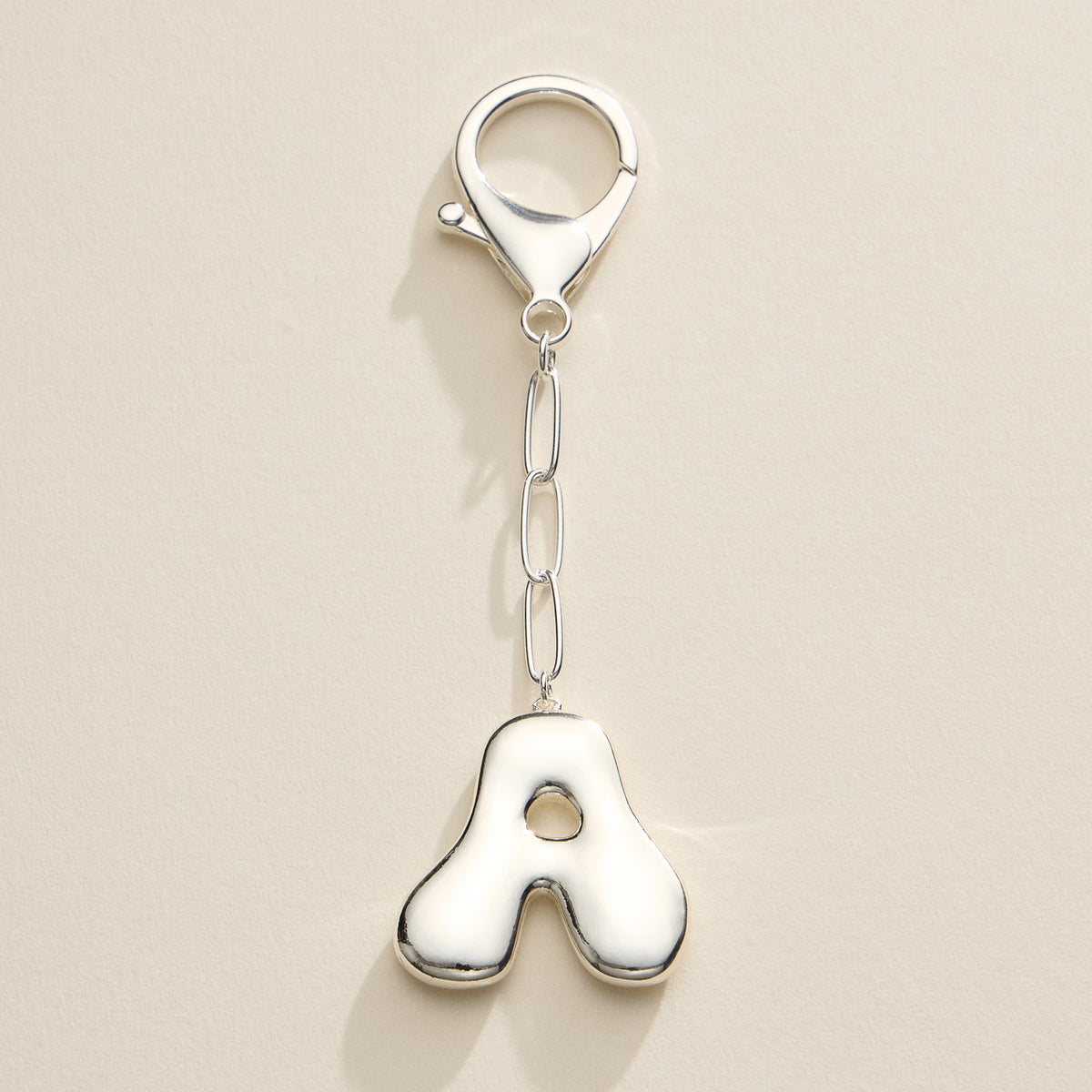 Bubble Letter Initial Keychain – Gold and Silver Tone Personalized Charm