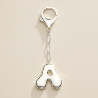 Bubble Letter Initial Keychain – Gold and Silver Tone Personalized Charm