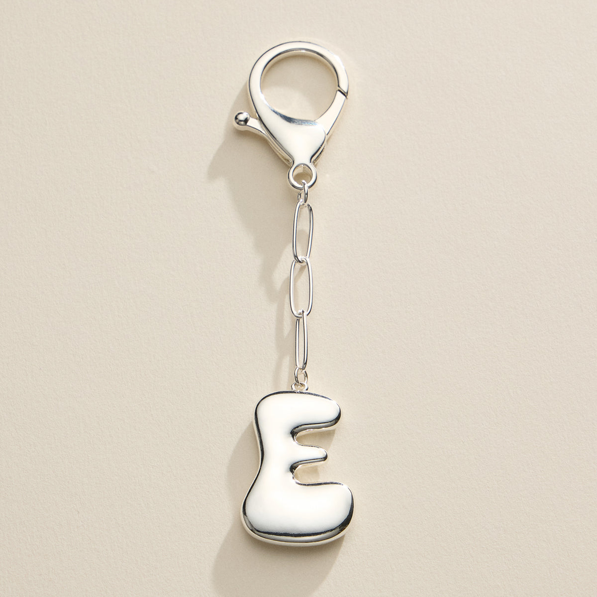 Bubble Letter Initial Keychain – Gold and Silver Tone Personalized Charm