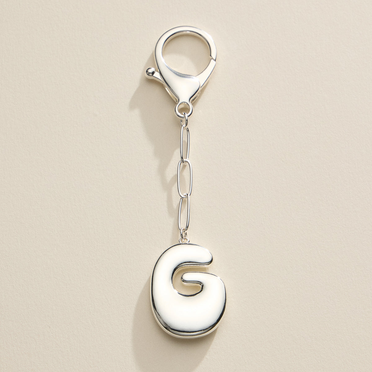 Bubble Letter Initial Keychain – Gold and Silver Tone Personalized Charm