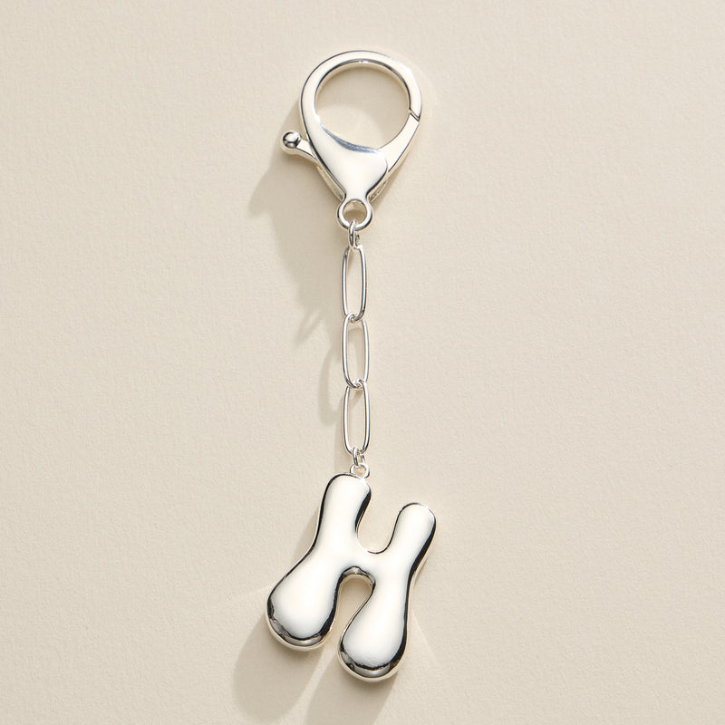 Bubble Letter Initial Keychain – Gold and Silver Tone Personalized Charm