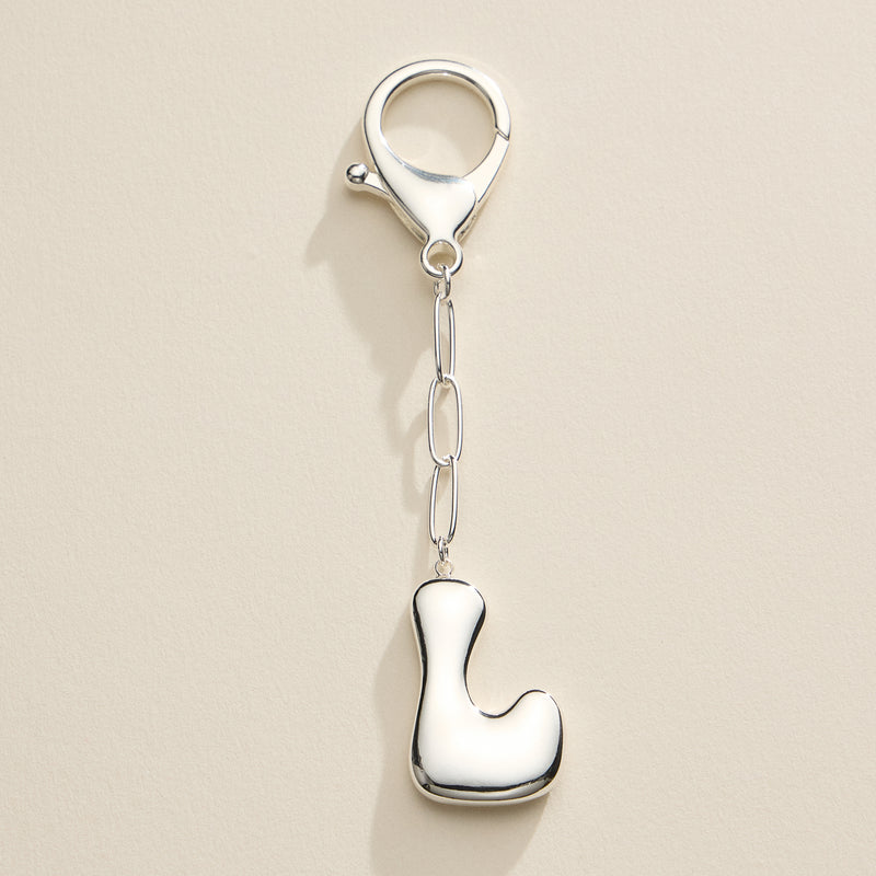 Bubble Letter Initial Keychain – Gold and Silver Tone Personalized Charm