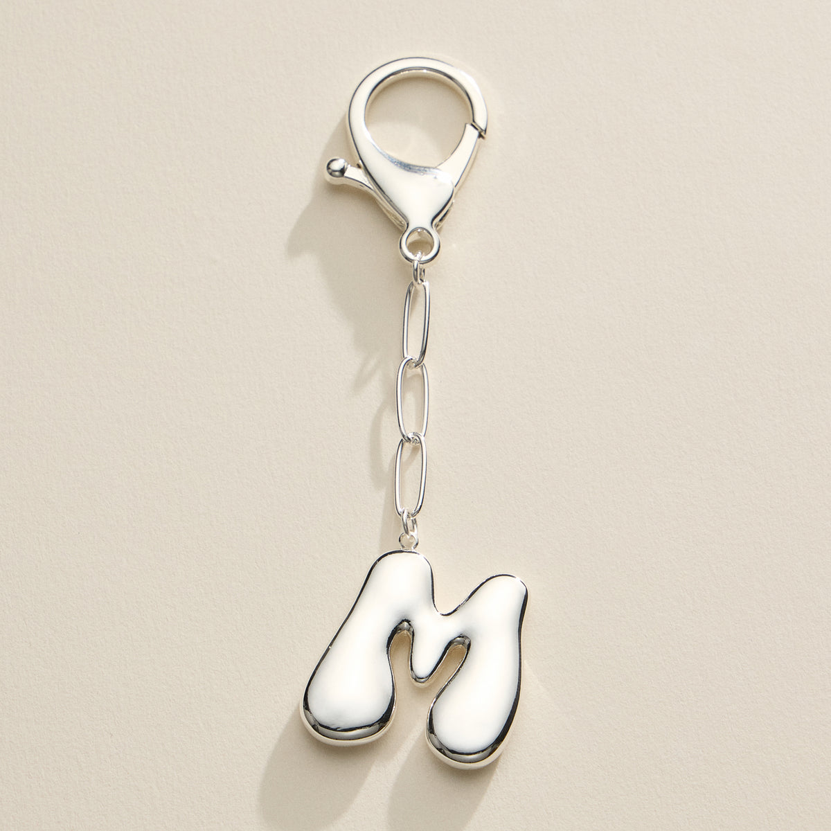 Bubble Letter Initial Keychain – Gold and Silver Tone Personalized Charm