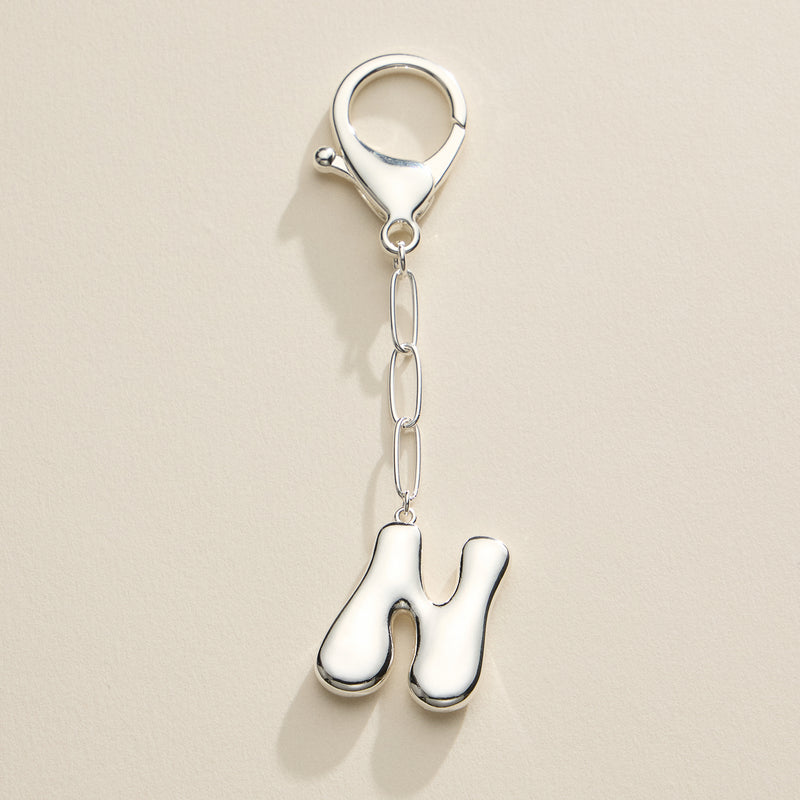 Bubble Letter Initial Keychain – Gold and Silver Tone Personalized Charm