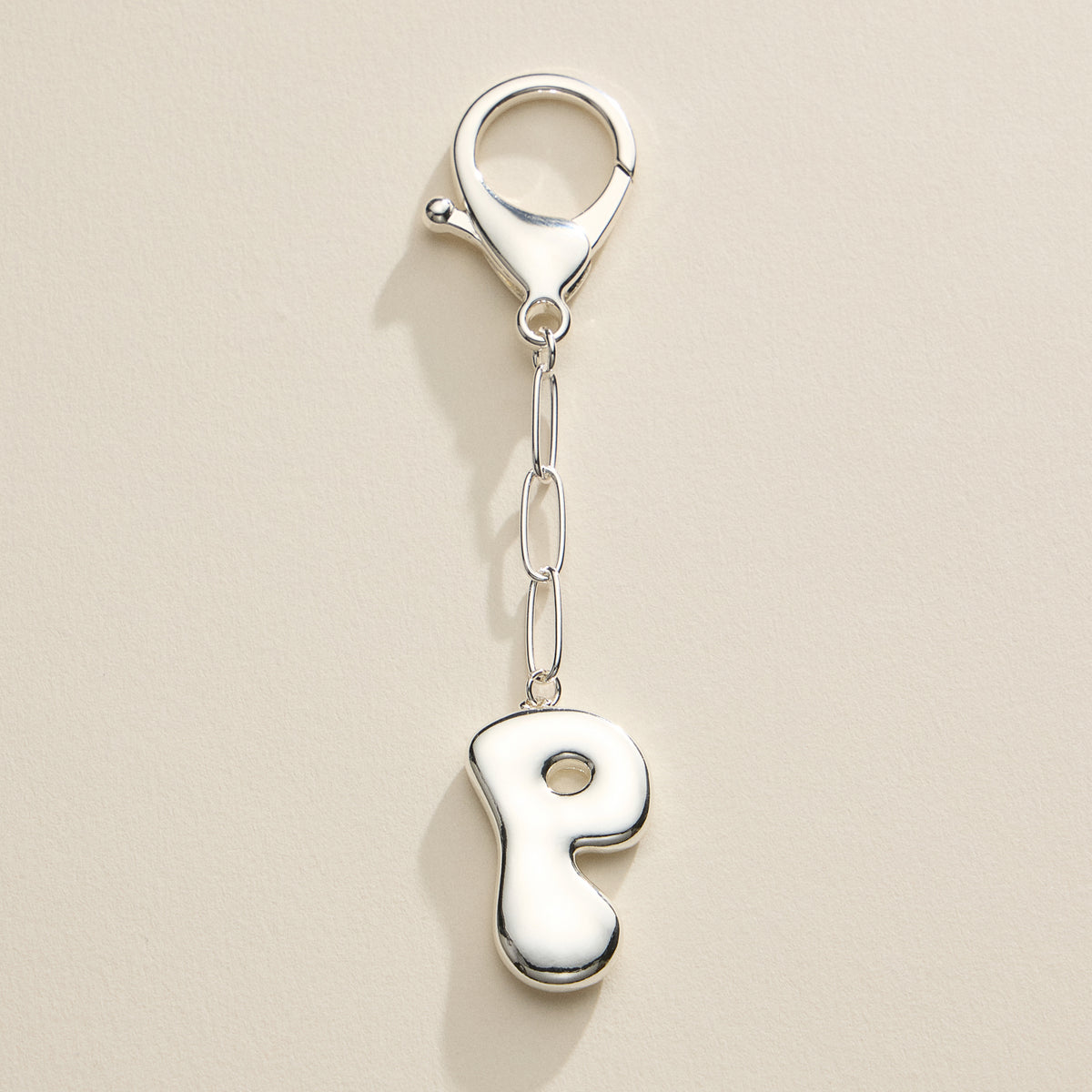 Bubble Letter Initial Keychain – Gold and Silver Tone Personalized Charm