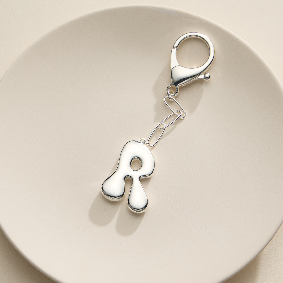 Bubble Letter Initial Keychain – Gold and Silver Tone Personalized Charm