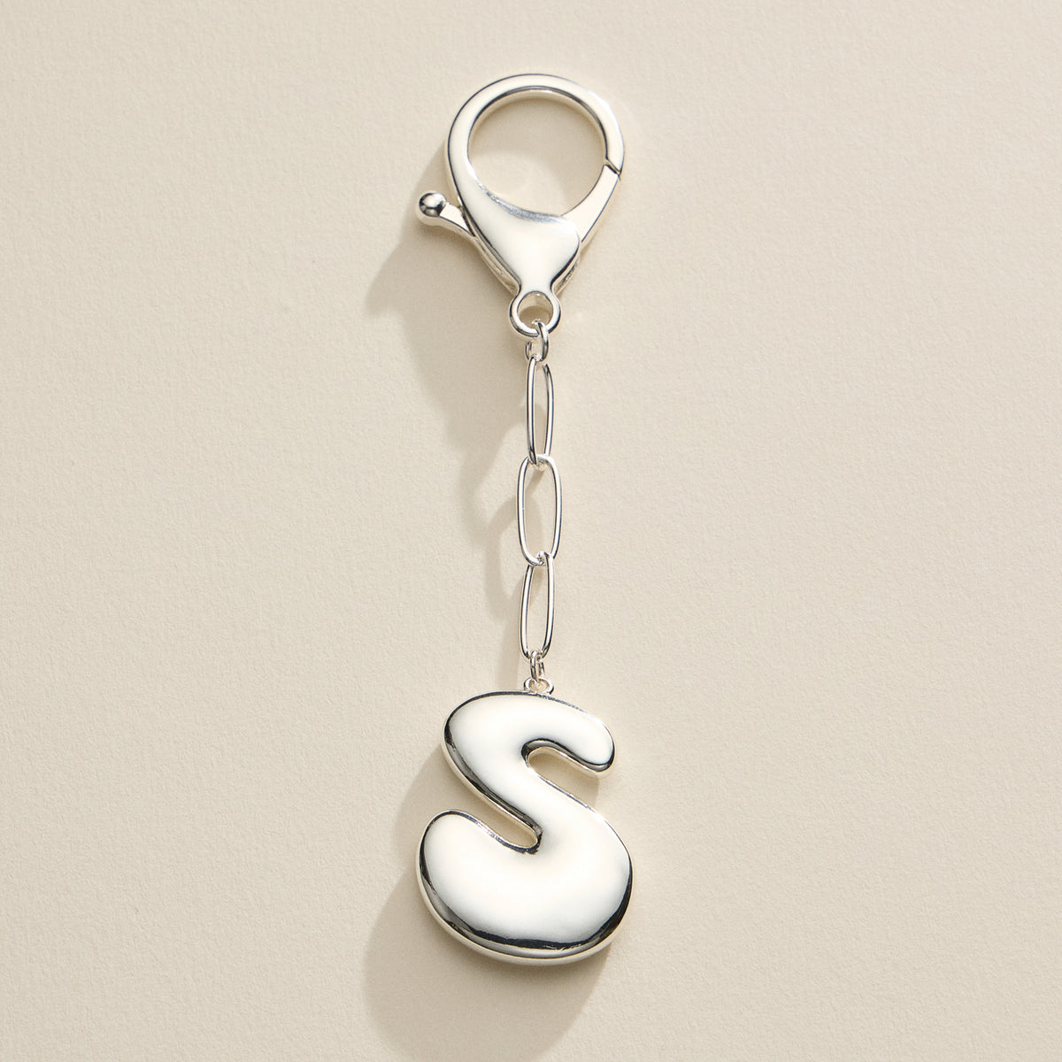 Bubble Letter Initial Keychain – Gold and Silver Tone Personalized Charm