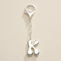 Bubble Letter Initial Keychain – Gold and Silver Tone Personalized Charm