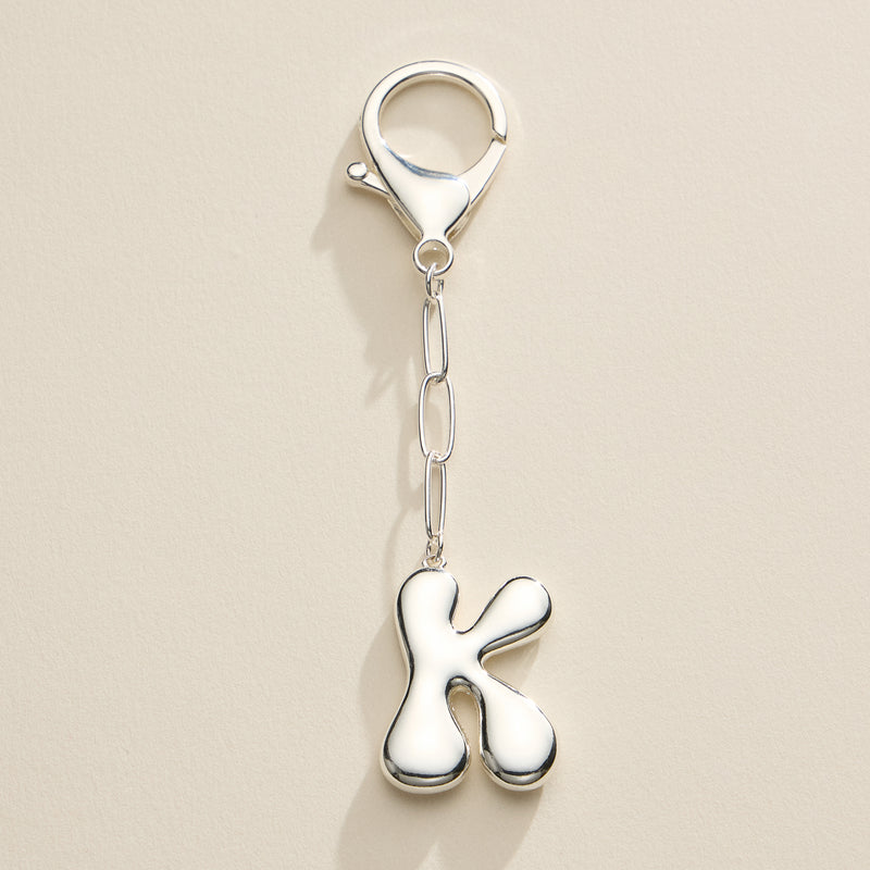 Bubble Letter Initial Keychain – Gold and Silver Tone Personalized Charm