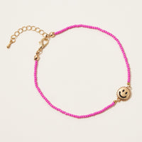 Smiley Pendant Beaded Anklet