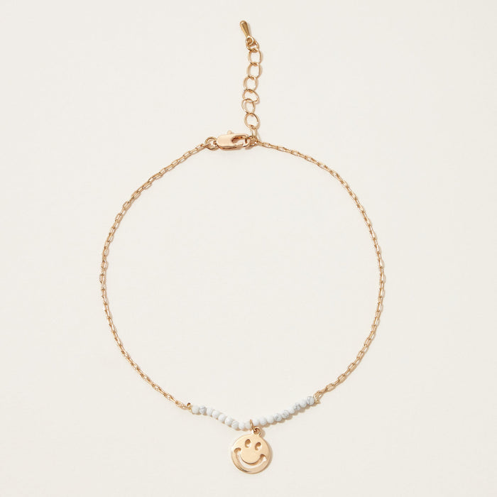 smiley pendant beaded anklet