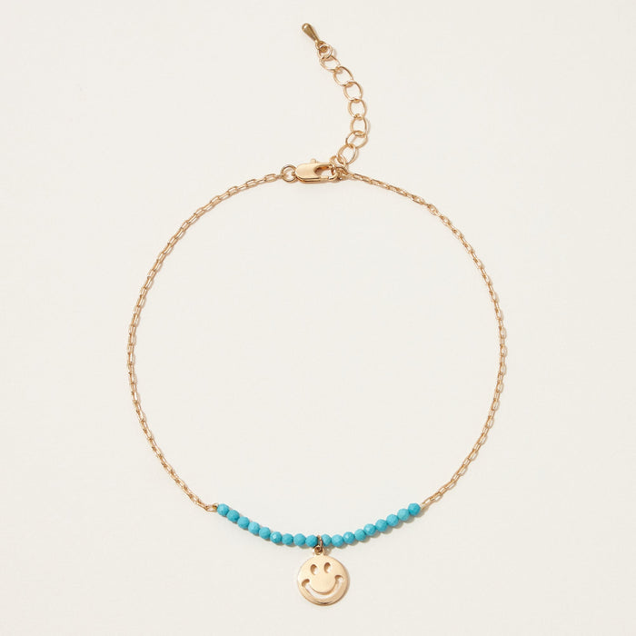 smiley pendant beaded anklet