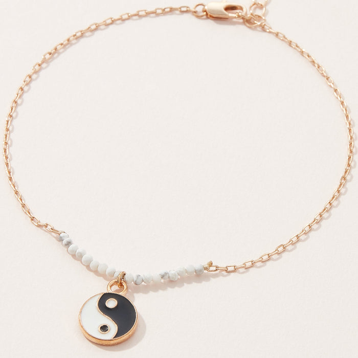 Yin Yang Semi Precious Stones Anklet