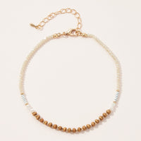 Glass and Wood Beaded Anklet