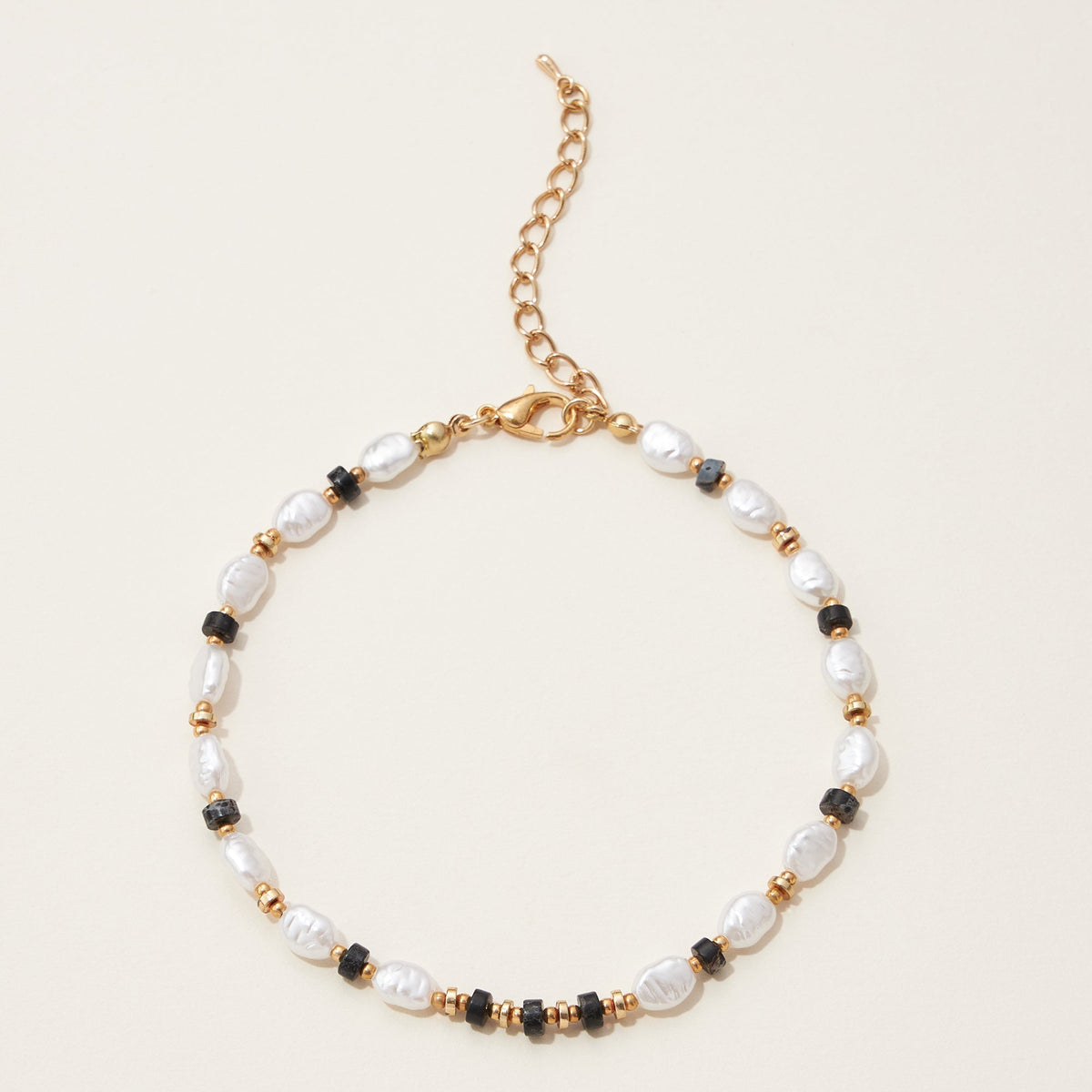 Pearl and Pipe Natural Stone Beaded Anklet