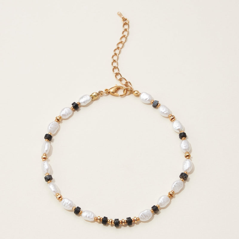 Pearl and Pipe Natural Stone Beaded Anklet