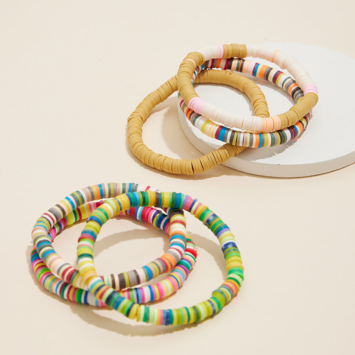 Rubber Discs Beaded Layered Bracelet