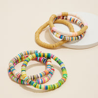 Rubber Discs Beaded Layered Bracelet