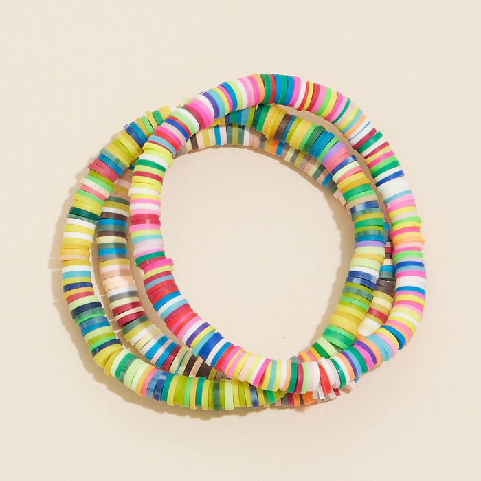 Rubber Discs Beaded Layered Bracelet