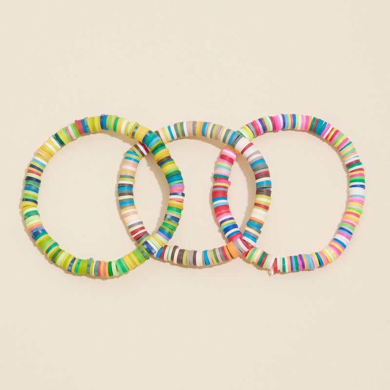 Rubber Discs Beaded Layered Bracelet