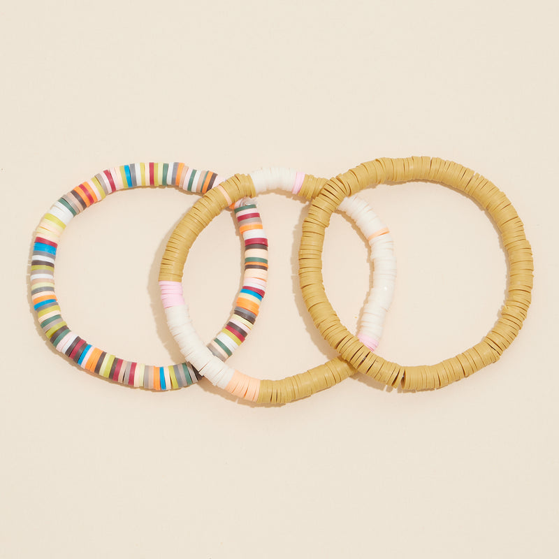 Rubber Discs Beaded Layered Bracelet