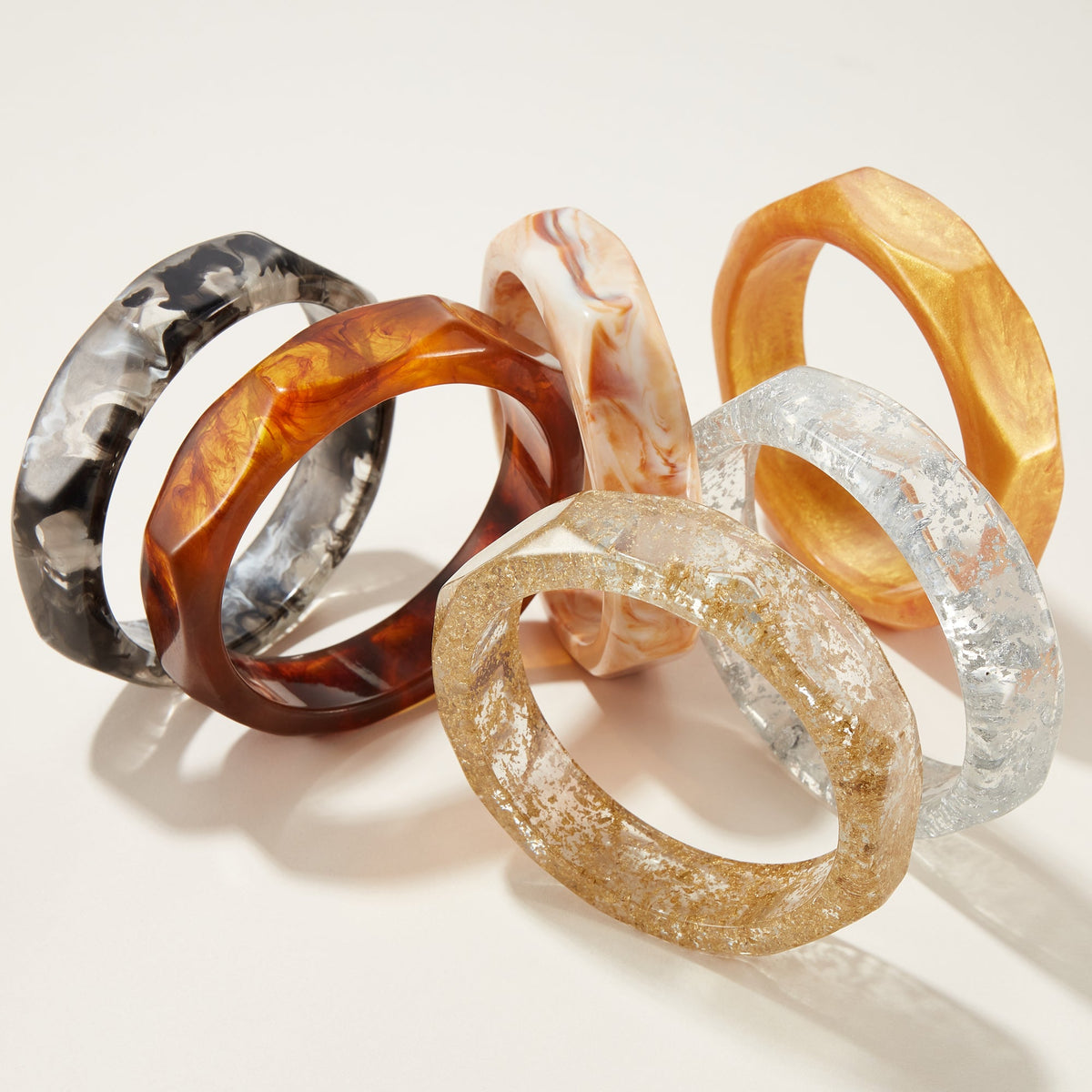 Oversized Octagon Resin Bangle Bracelet